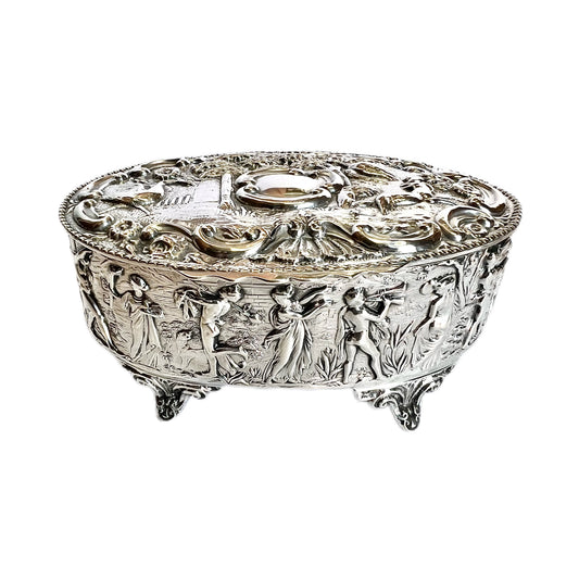 Late Victorian sterling silver jewellery casket, Thomas Hayes