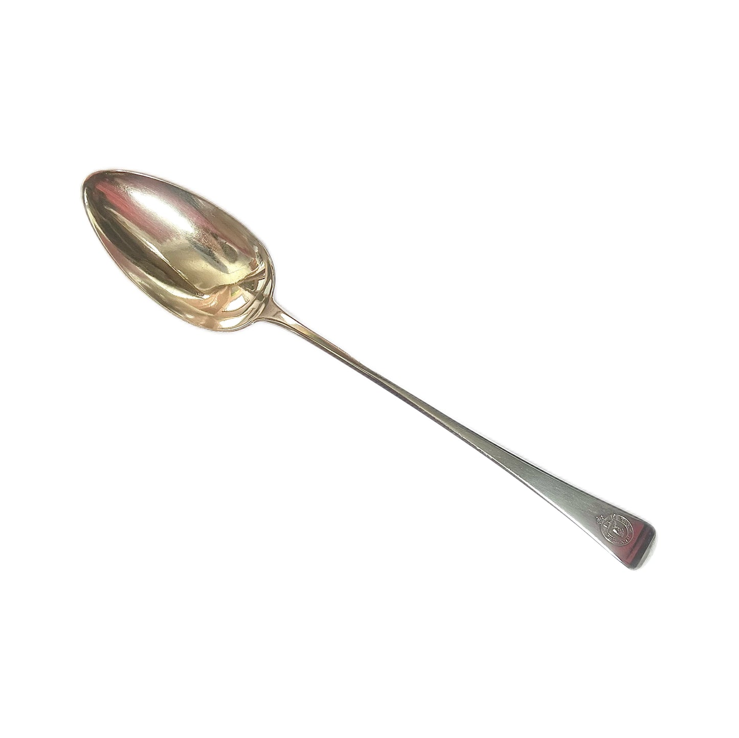 Crested George III sterling silver basting spoon by Richard Crossley, 1801