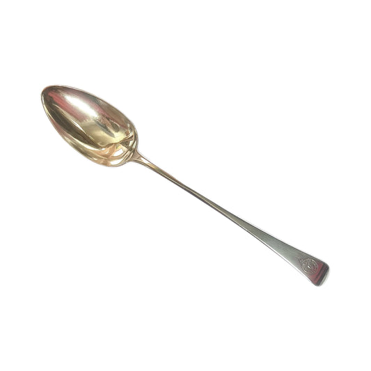 Crested George III sterling silver basting spoon by Richard Crossley, 1801