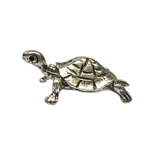 Vintage miniature novelty figural silver turtle figurine