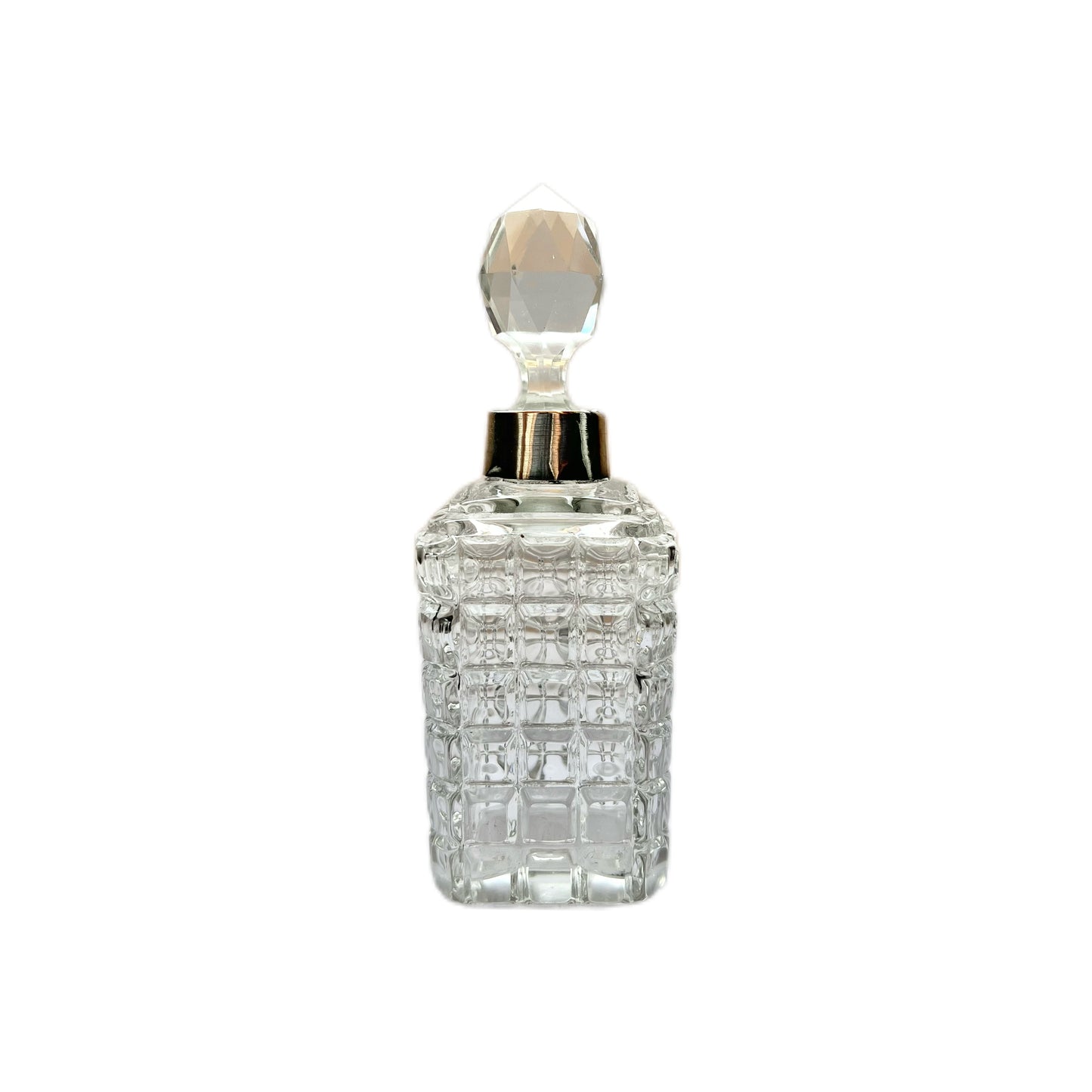 Antique Edwardian cut glass and sterling silver toiletry /scent bottle, London 1907