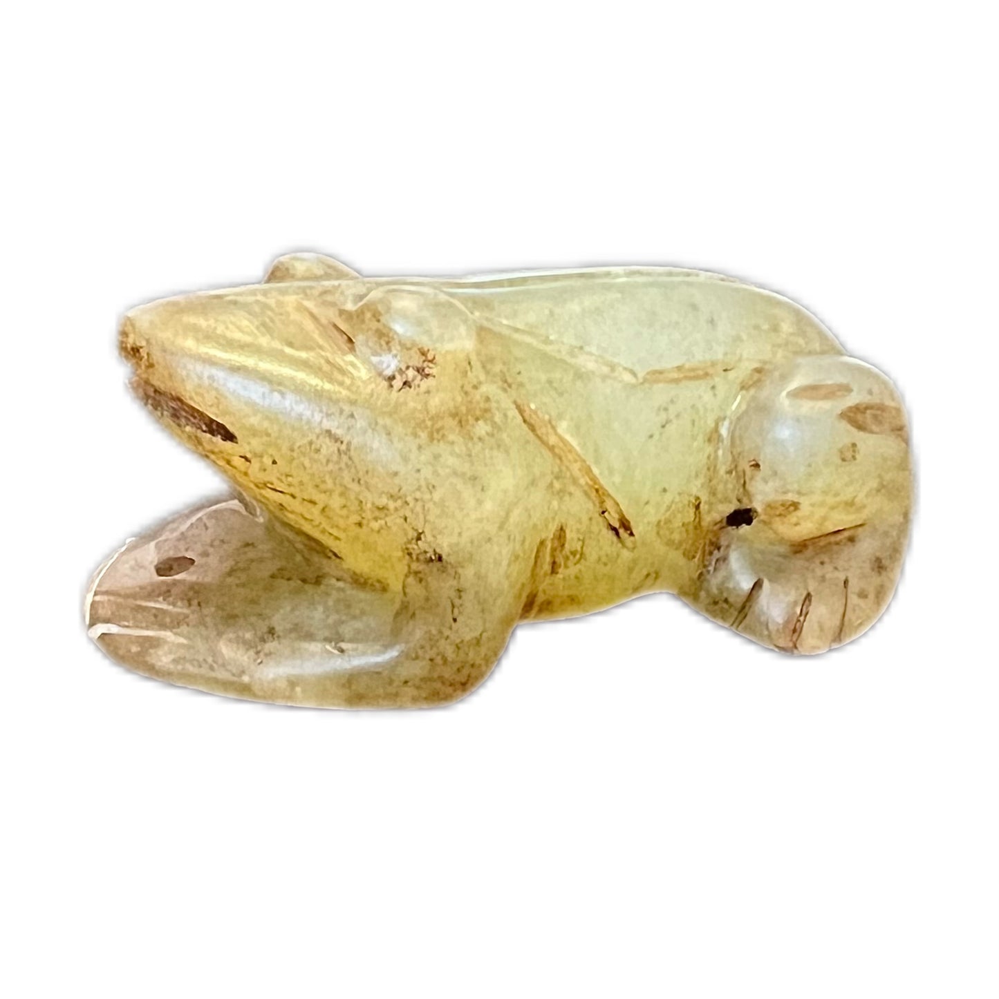 Vintage nephrite celadon jade carved frog pendant