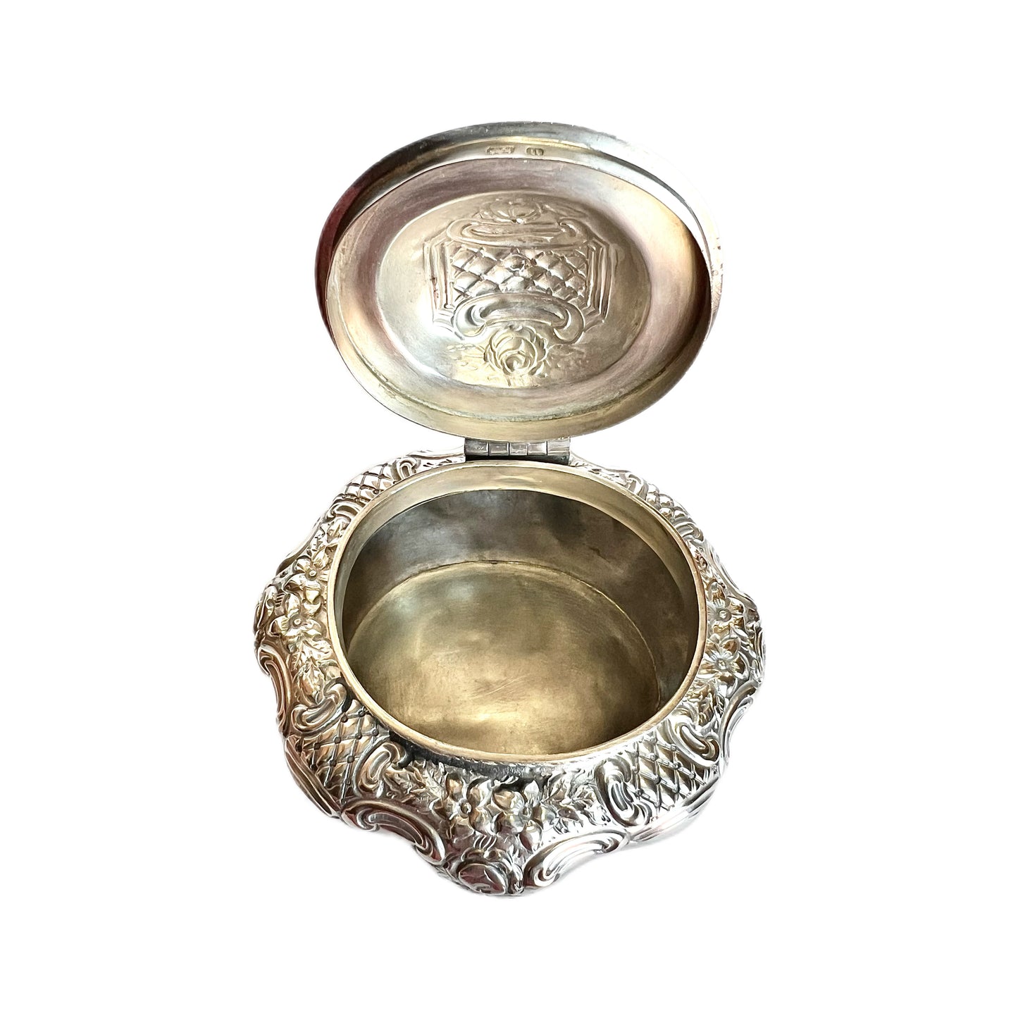 Late Victorian sterling silver jewellery casket