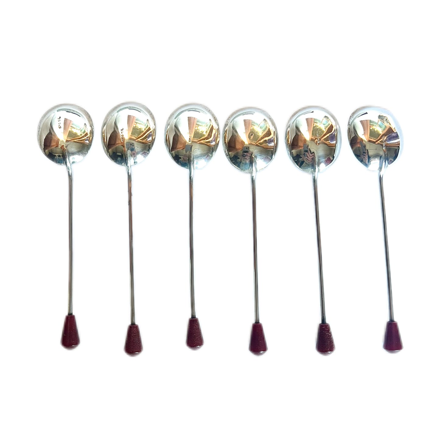 6 vintage Australian sterling silver coffee spoons with Bakelite finials