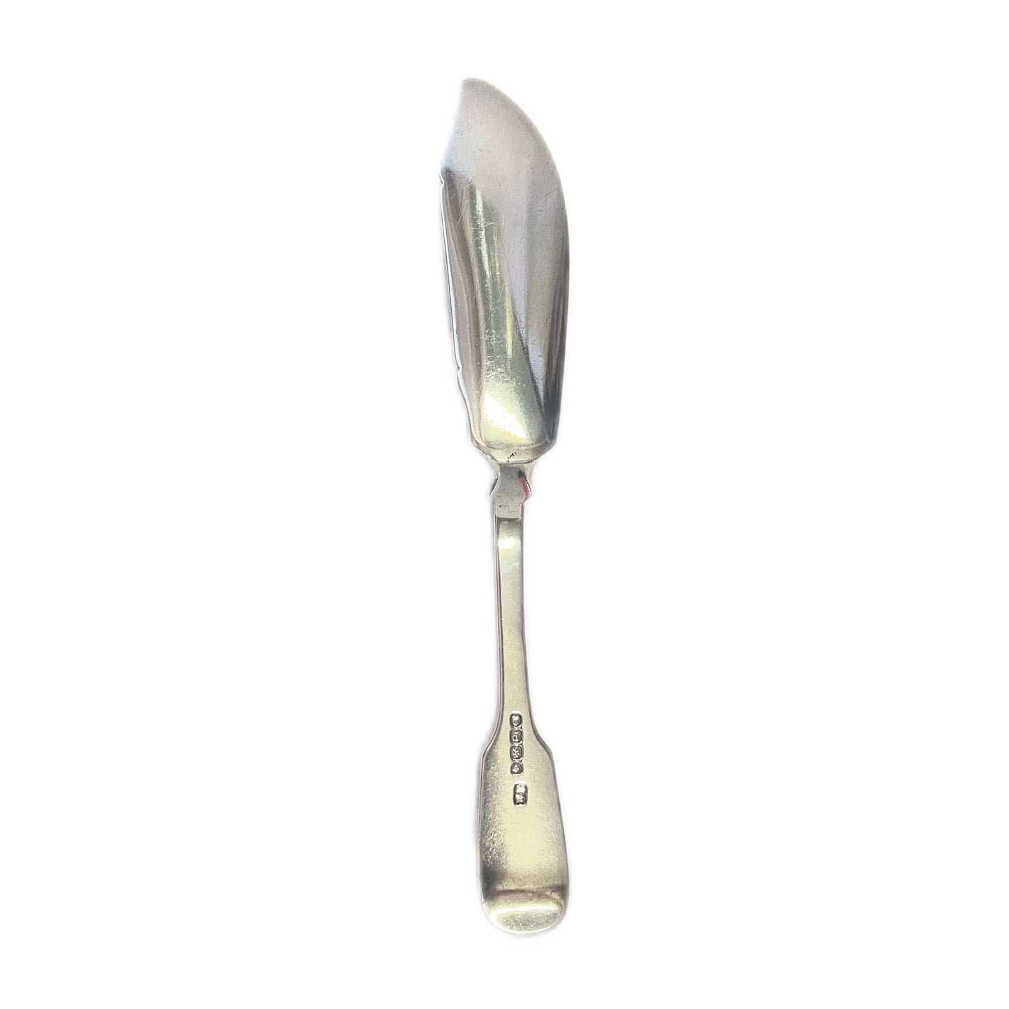 Antique William IV sterling silver butter spreader with crest of Clan Gordon