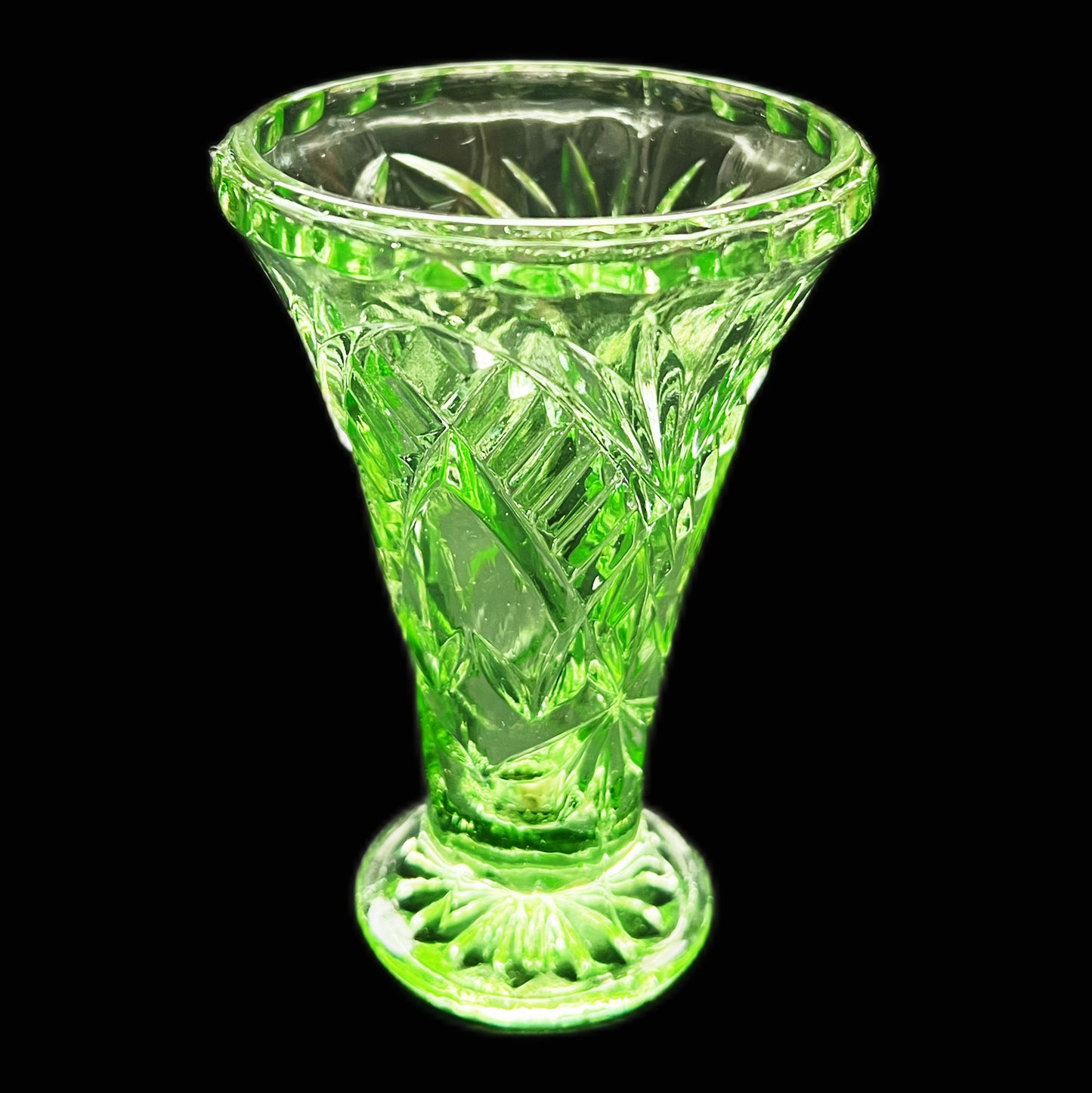 Art Deco uranium glass vase circa 1920s to 1930s