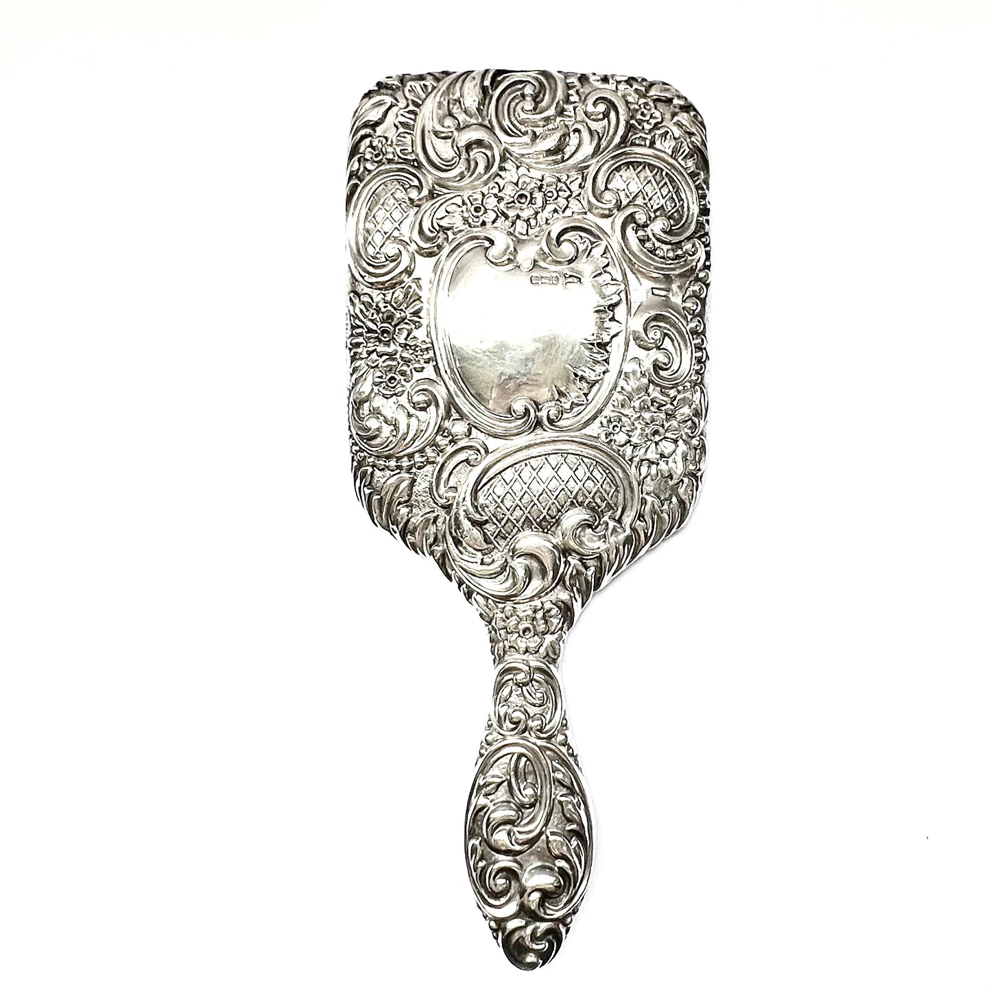 Late Victorian sterling silver habd mirror with marks for Sheffield, 1900, Walker & Hall