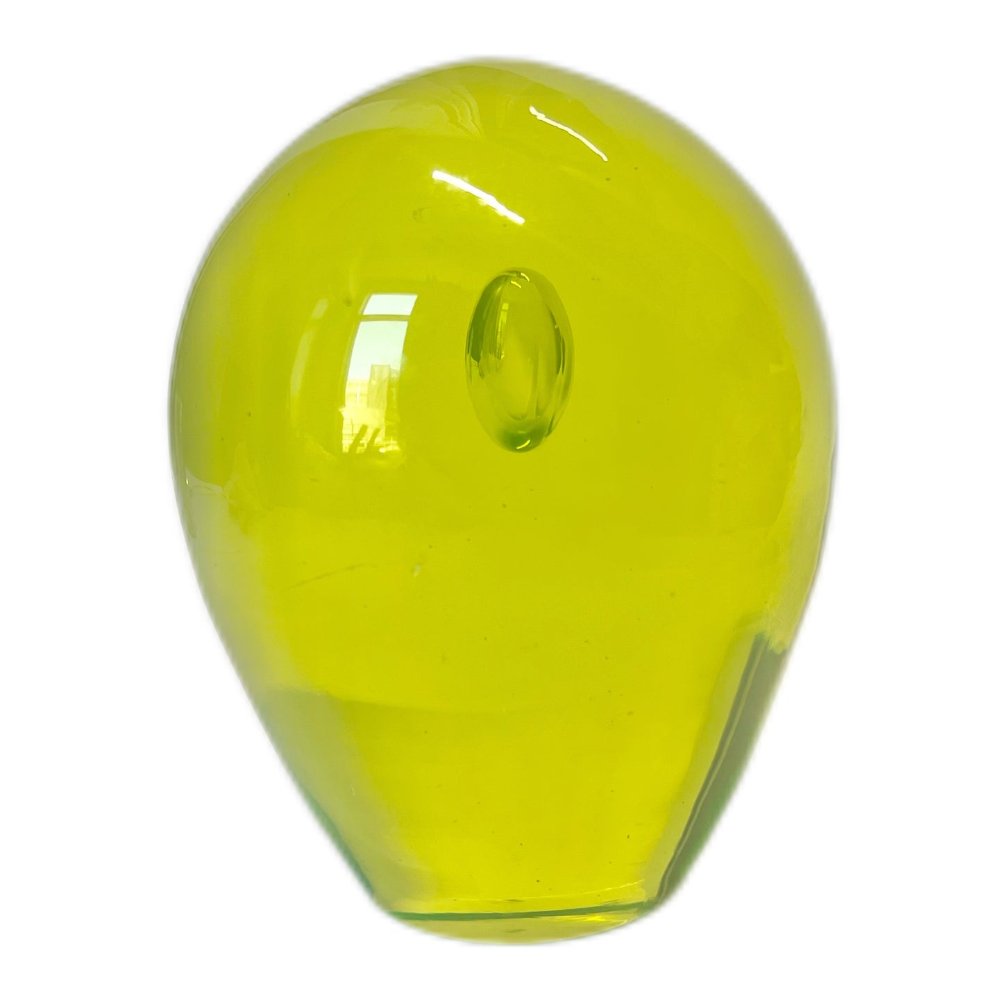Vintage midcentury hand-blown uranium glass owl paperweight