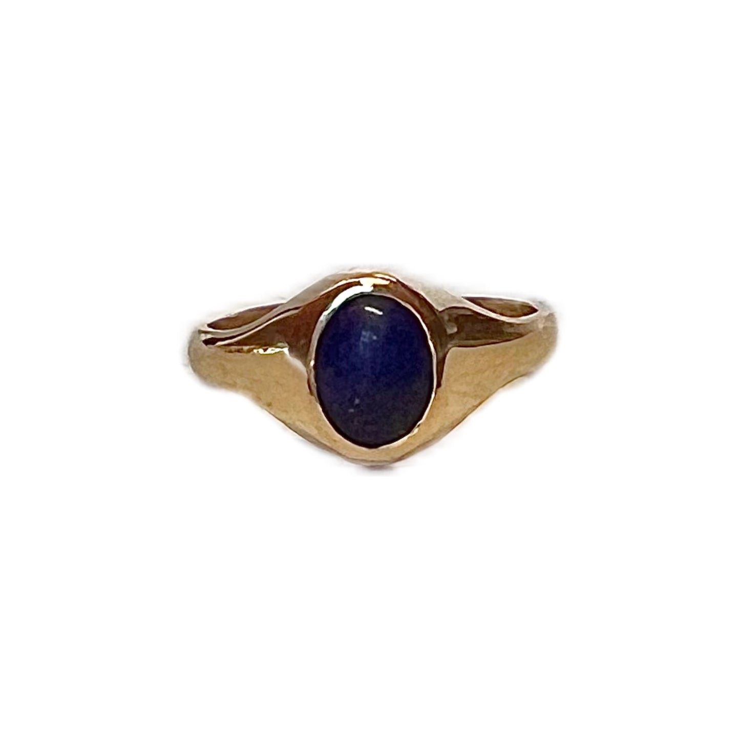 Vintage 9ct gold and lapis signet ring with associated box