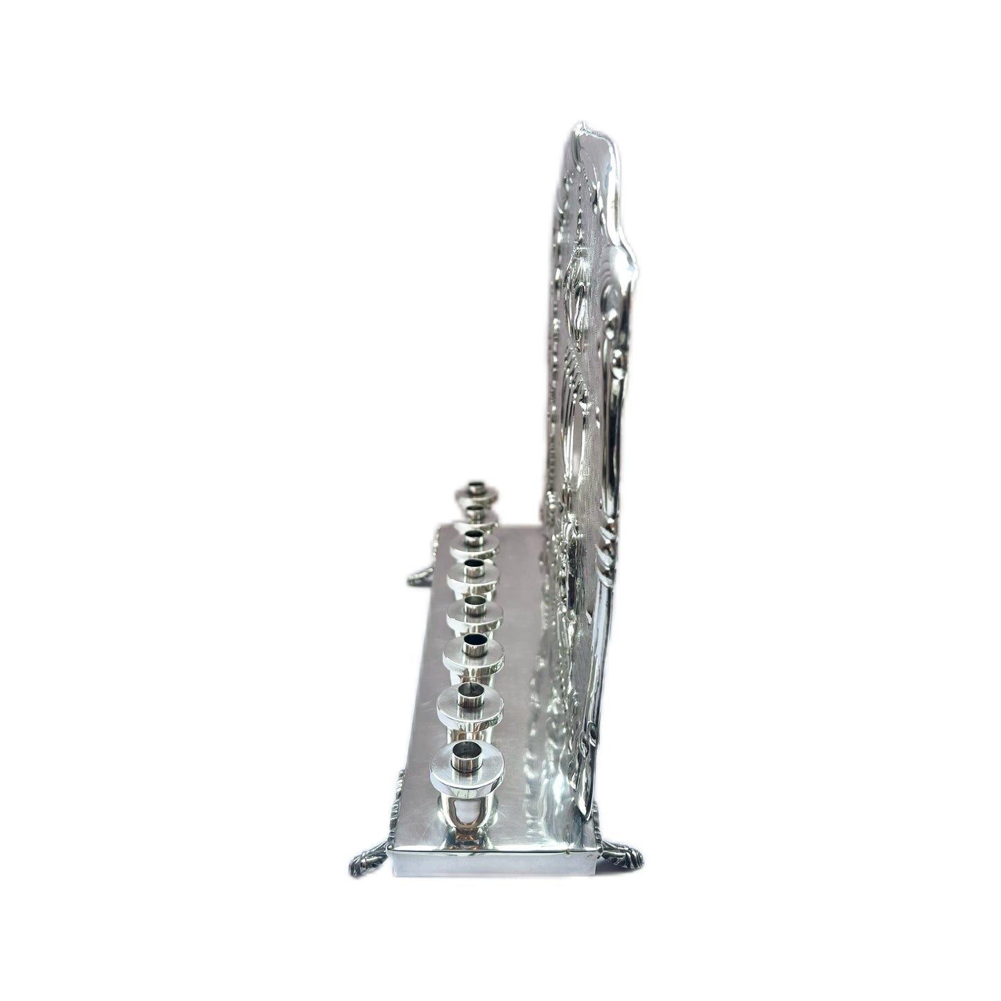 Midcentury Mexican sterling silver menorah, vintage Judaica silver menorah