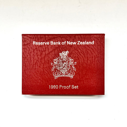 Vintage New Zealand 1990 Proof Coin Set, issued by the Reserve Bank of New Zealand