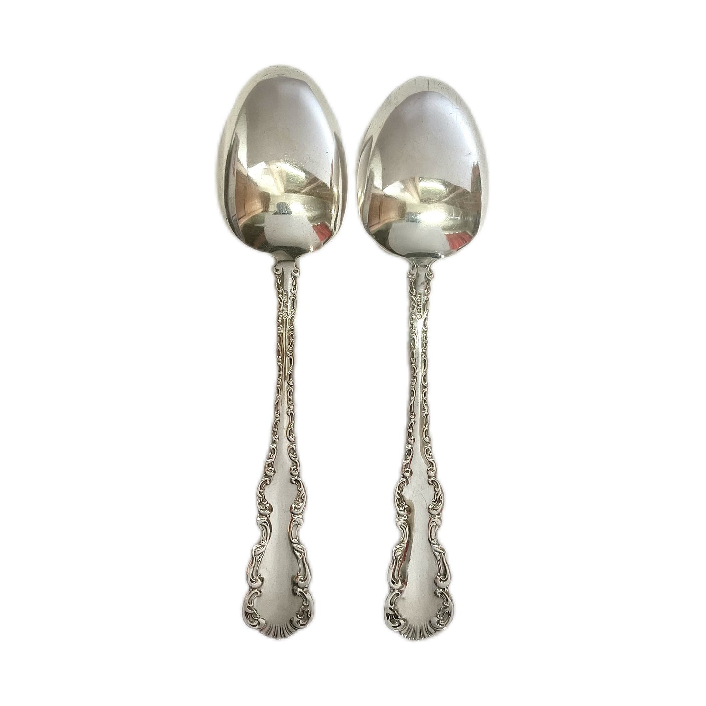 Pair of American Whiting Louis XV pattern sterling silver spoons circa 1891