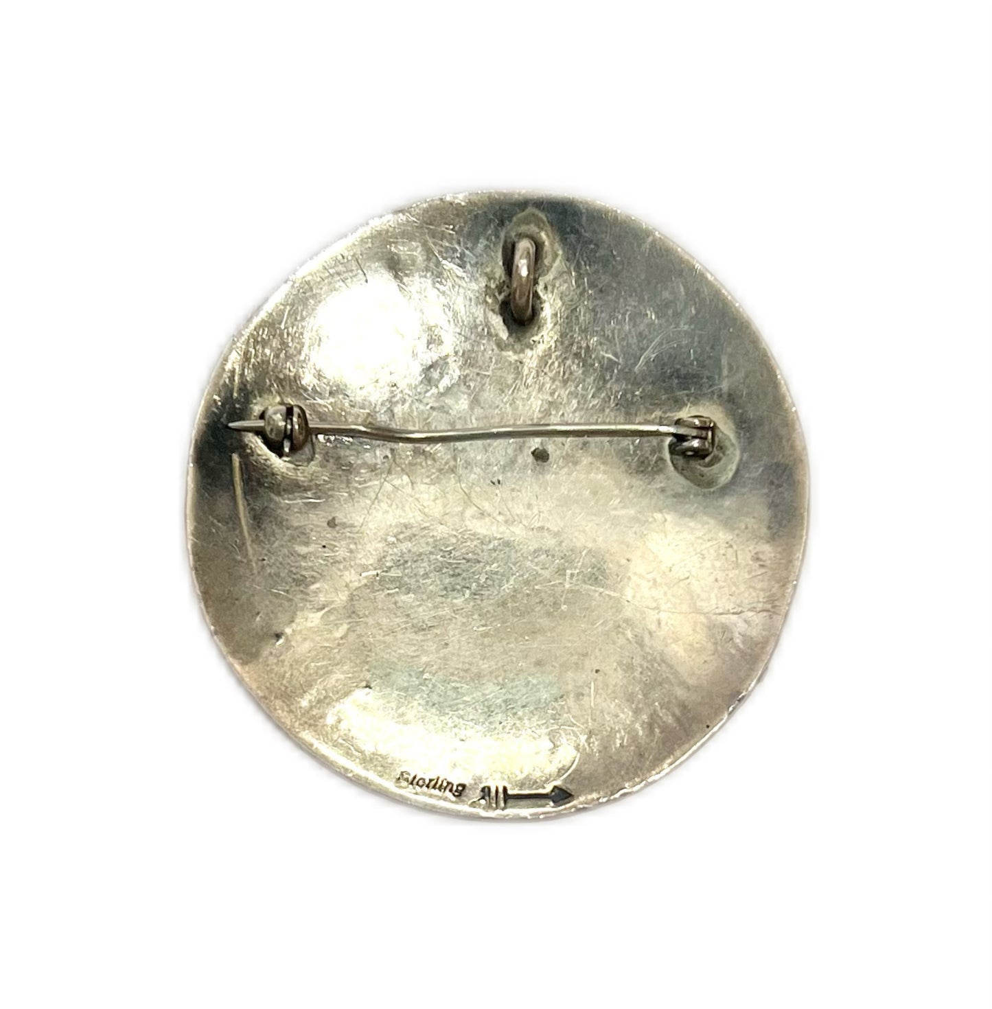 Vintage Southwestern Native American I'itoi "Man in the Maze" sterling silver pendant brooch