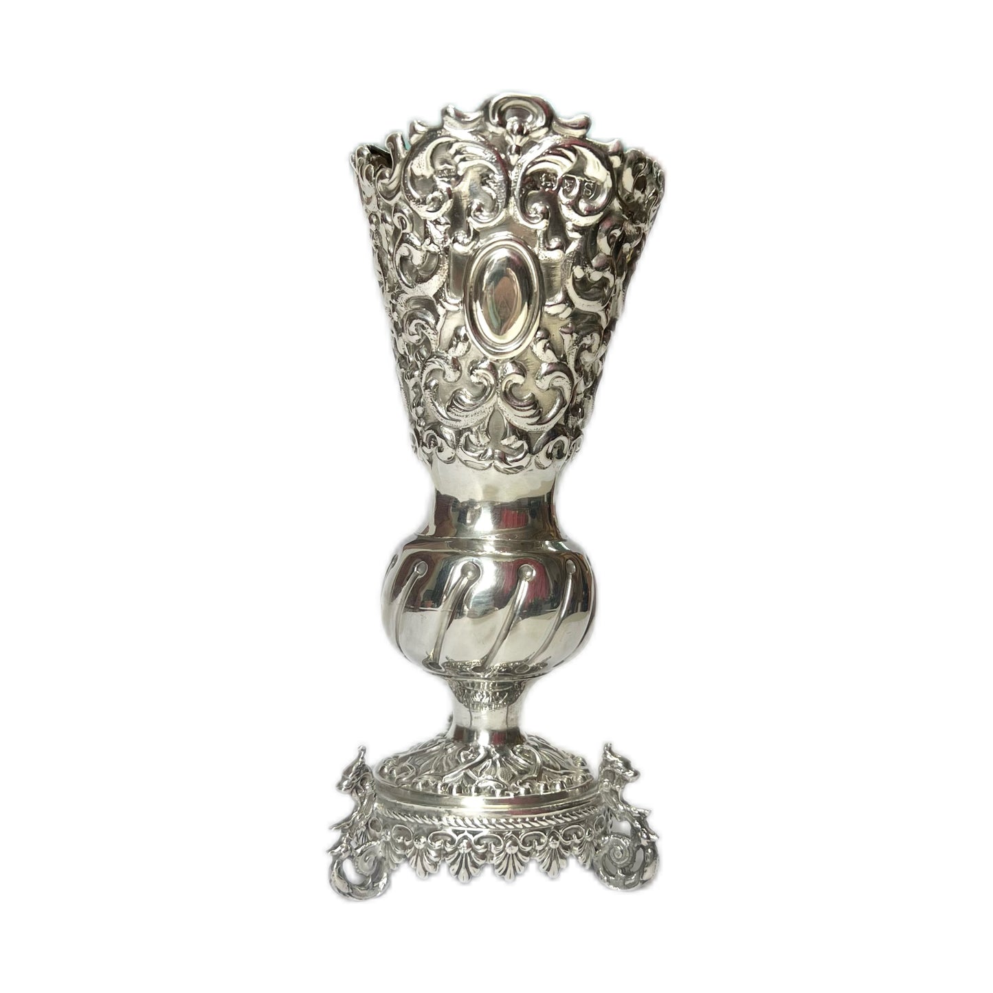 Antique Victorian sterling silver posy holder, John Newton Mappin