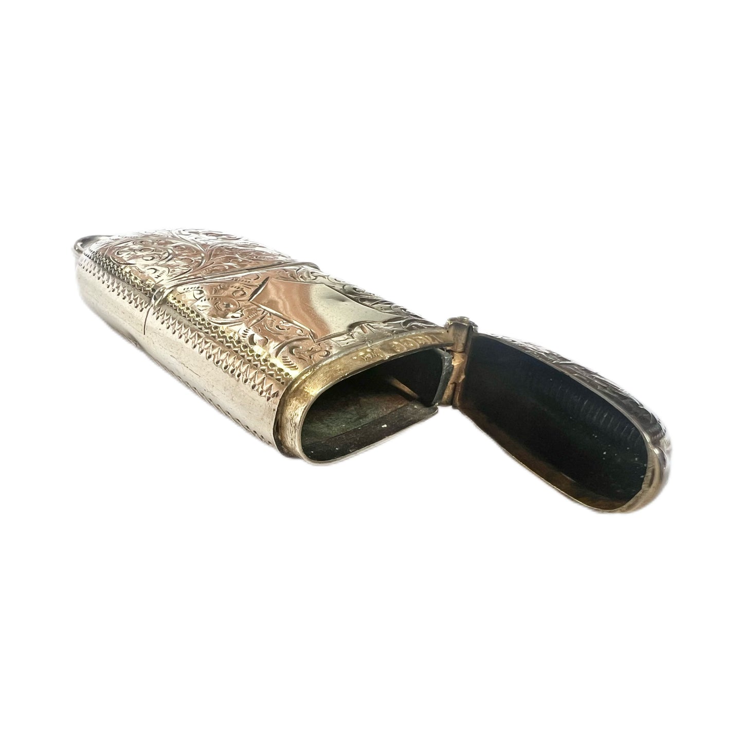 Late Victorian sterling silver double-compartment vesta case, Walker & Hall