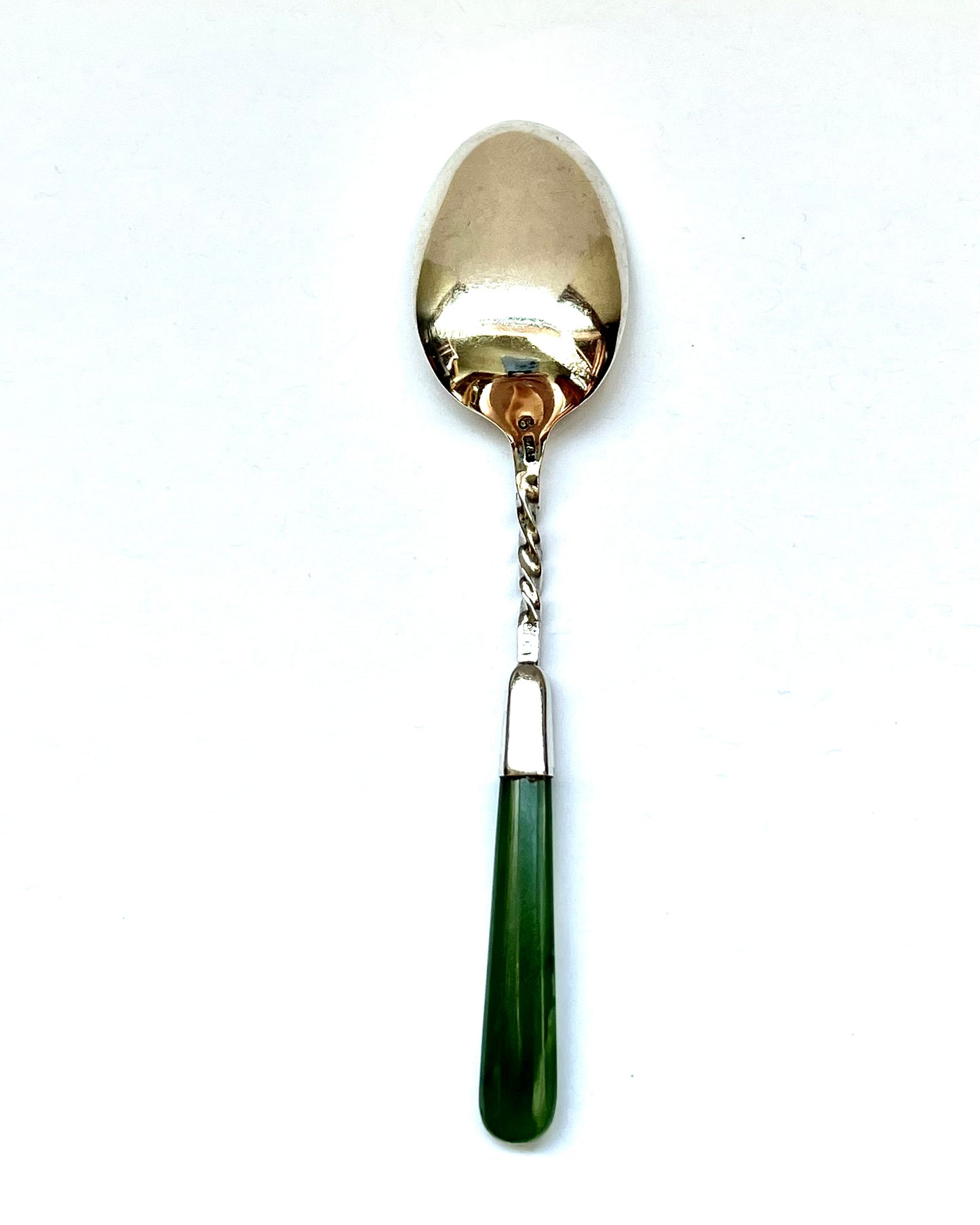 Antique New Zealand gilt on sterling silver tea spoon, Birmingham, 1921, Levi & Salaman