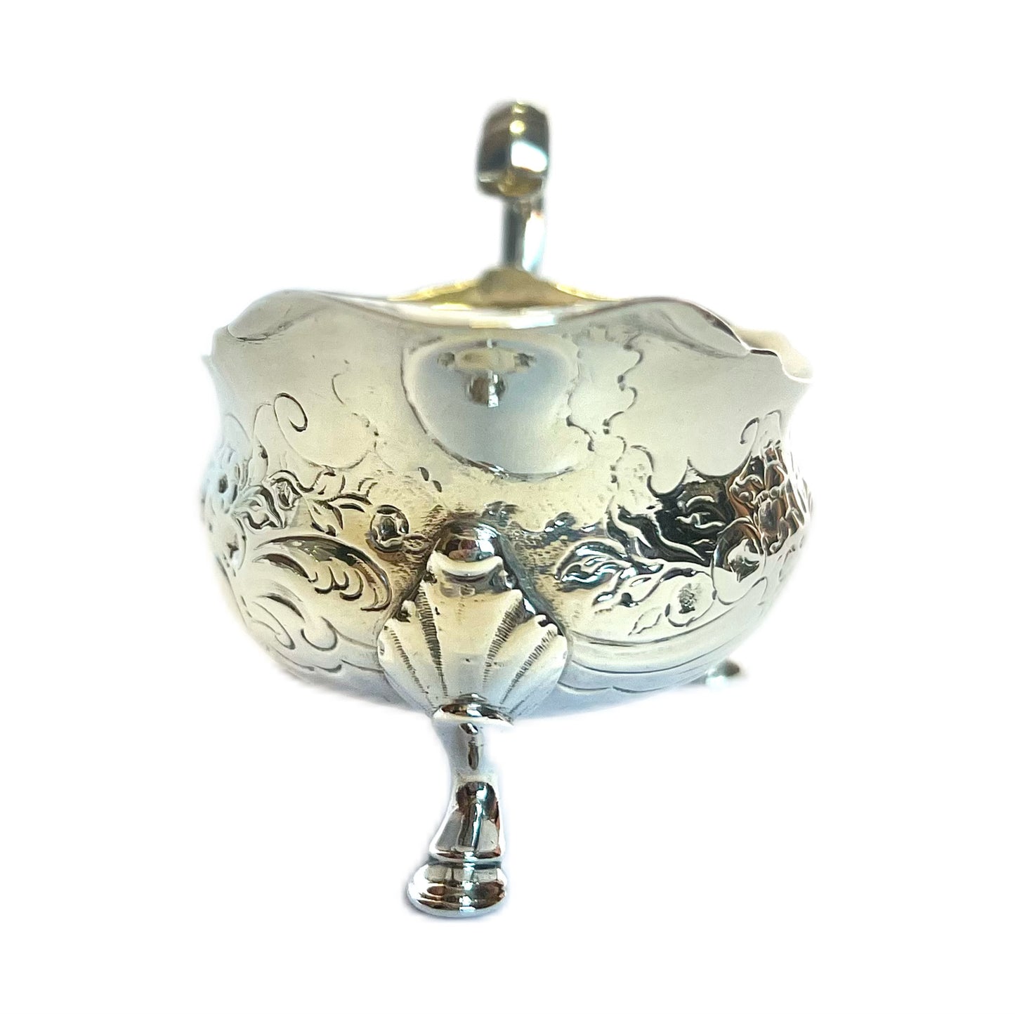 George II sterling silver creamer jug by John Pollock, 1742