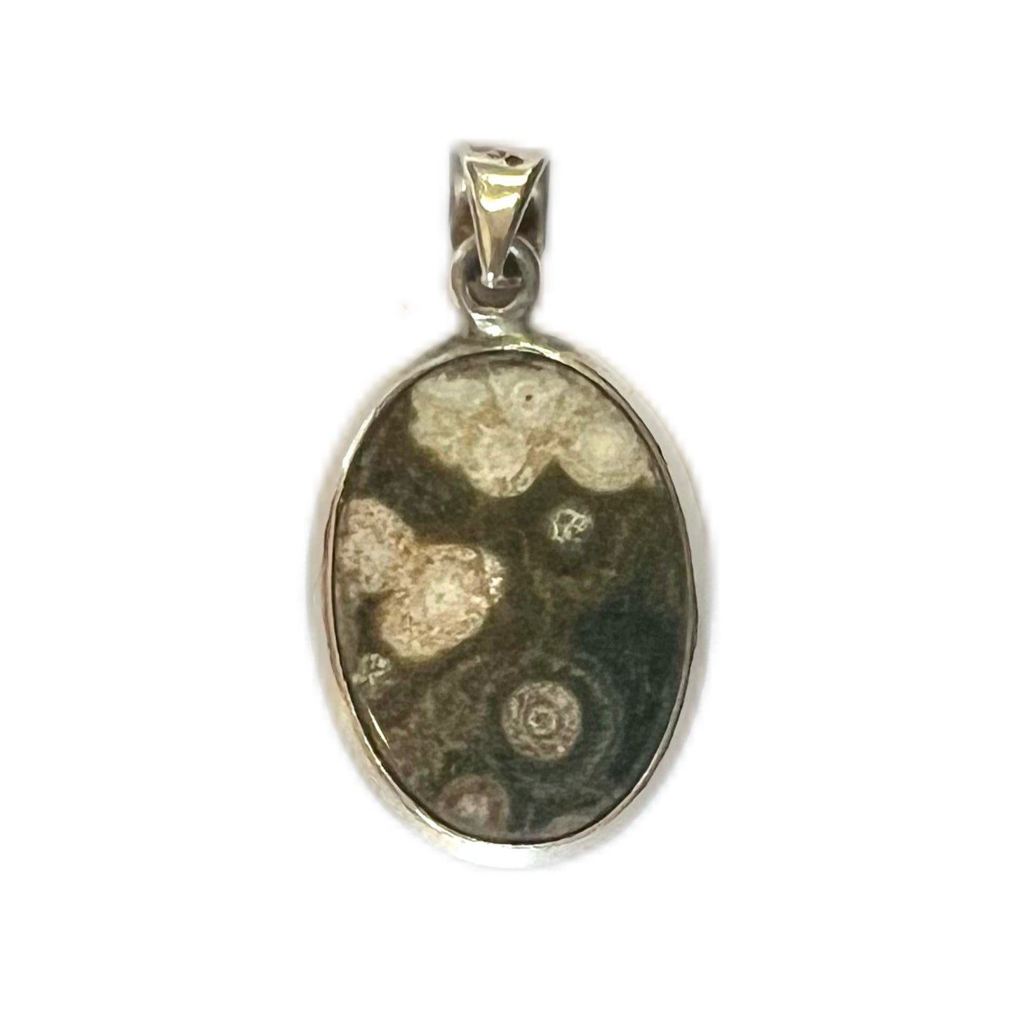 Vintage ocean jasper and sterling silver pendant