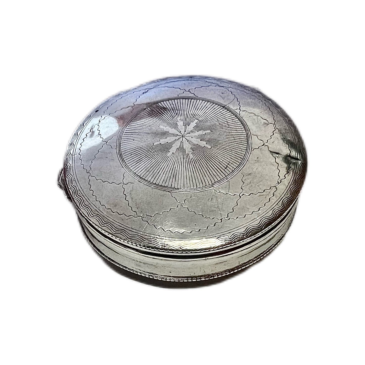 Antique .833 Dutch silver engraved snuff or pill box