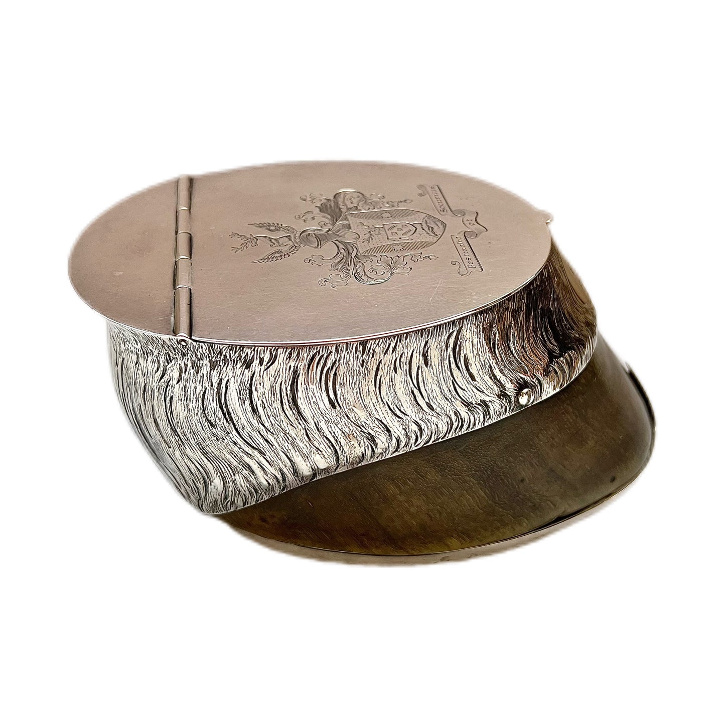 Antique rare sterling silver racehorse hoof "Ratton" inkwell with original glass liner, Sheffield, 1927, Henry Wigfull