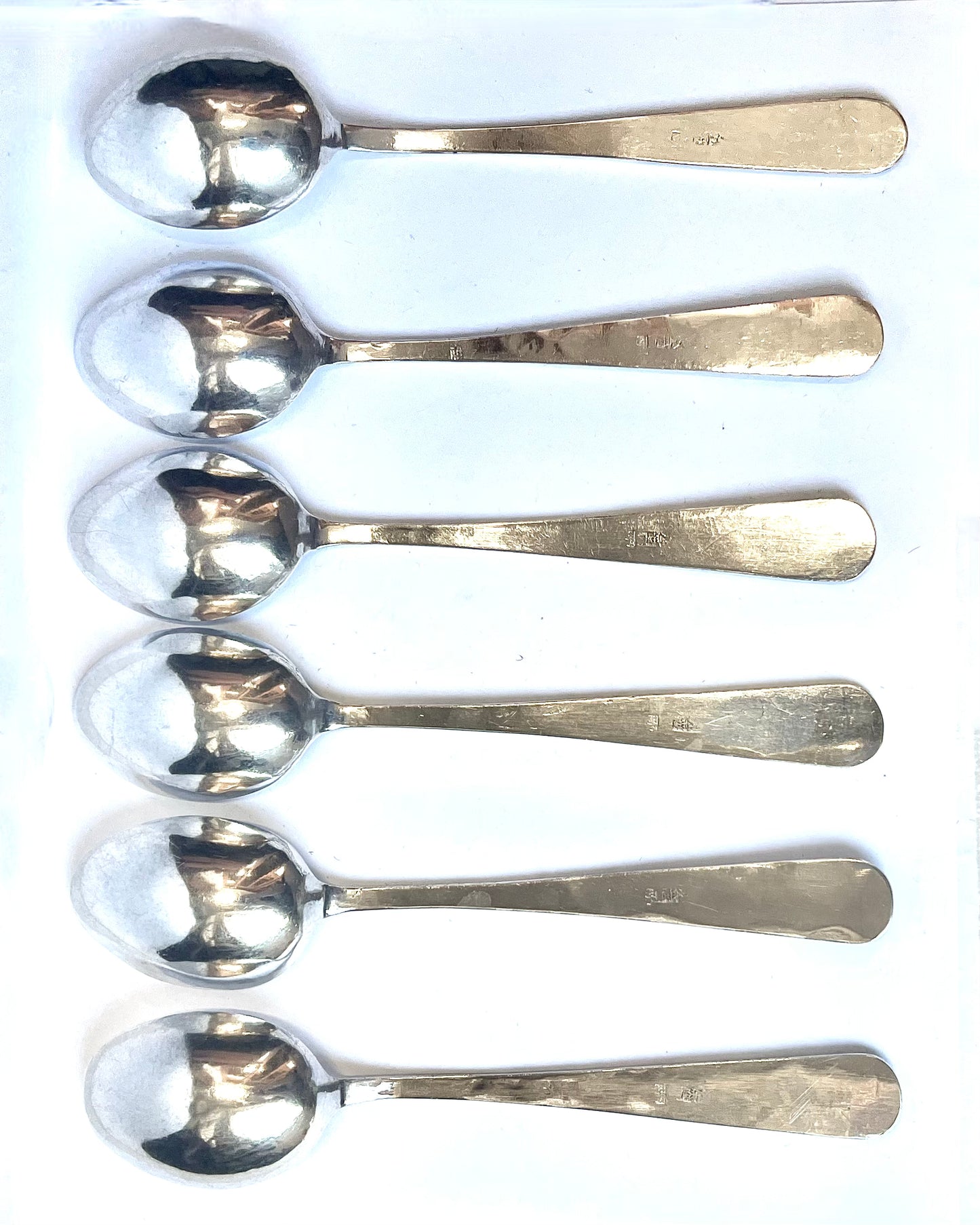 Set of 6 Chinese export silver spoons, marks for Jiu Xia, possibly Fang Jiu Xia, Shanghai (1880-1925)