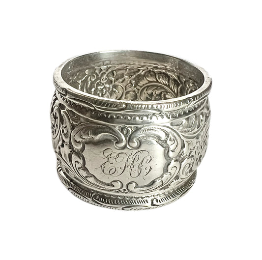 Antique late Victorian sterling silver napkin ring