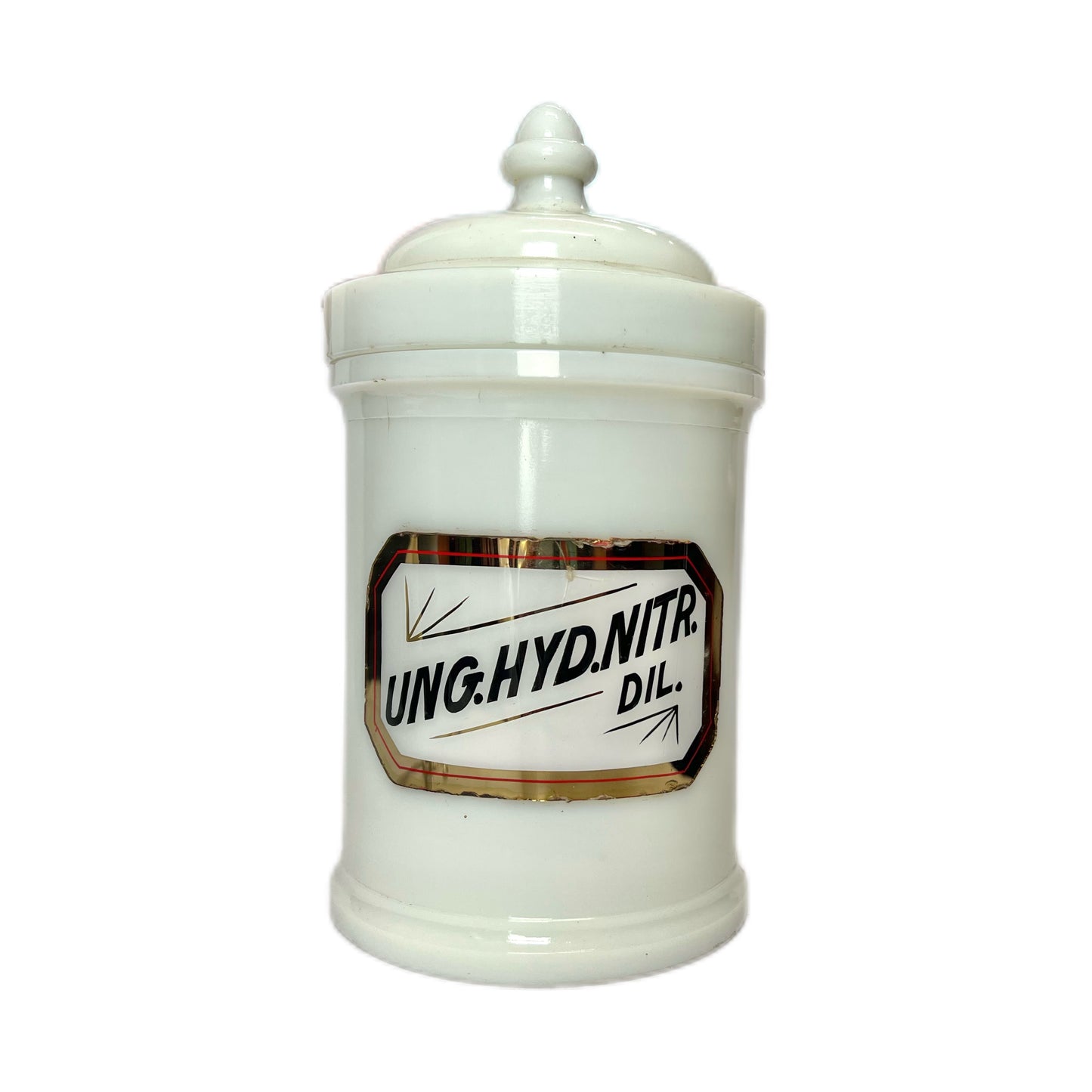 Antique Whitall Tatum Milk Glass Apothecary Jar- Citrine Ointment