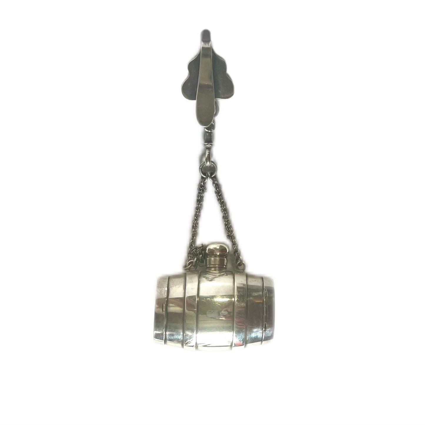 Victorian Leuchars & Sons sterling silver combination barrel -form scent bottle, pill box & vinaigrette by Jane Brownett