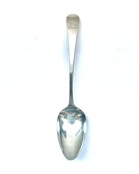 Antique George III sterling silver table spoon with marks for Thomas Pitts I, London, year mark circa 1788