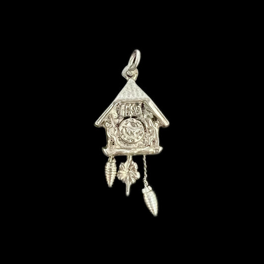 Vintage sterling silver articulated cuckoo clock charm