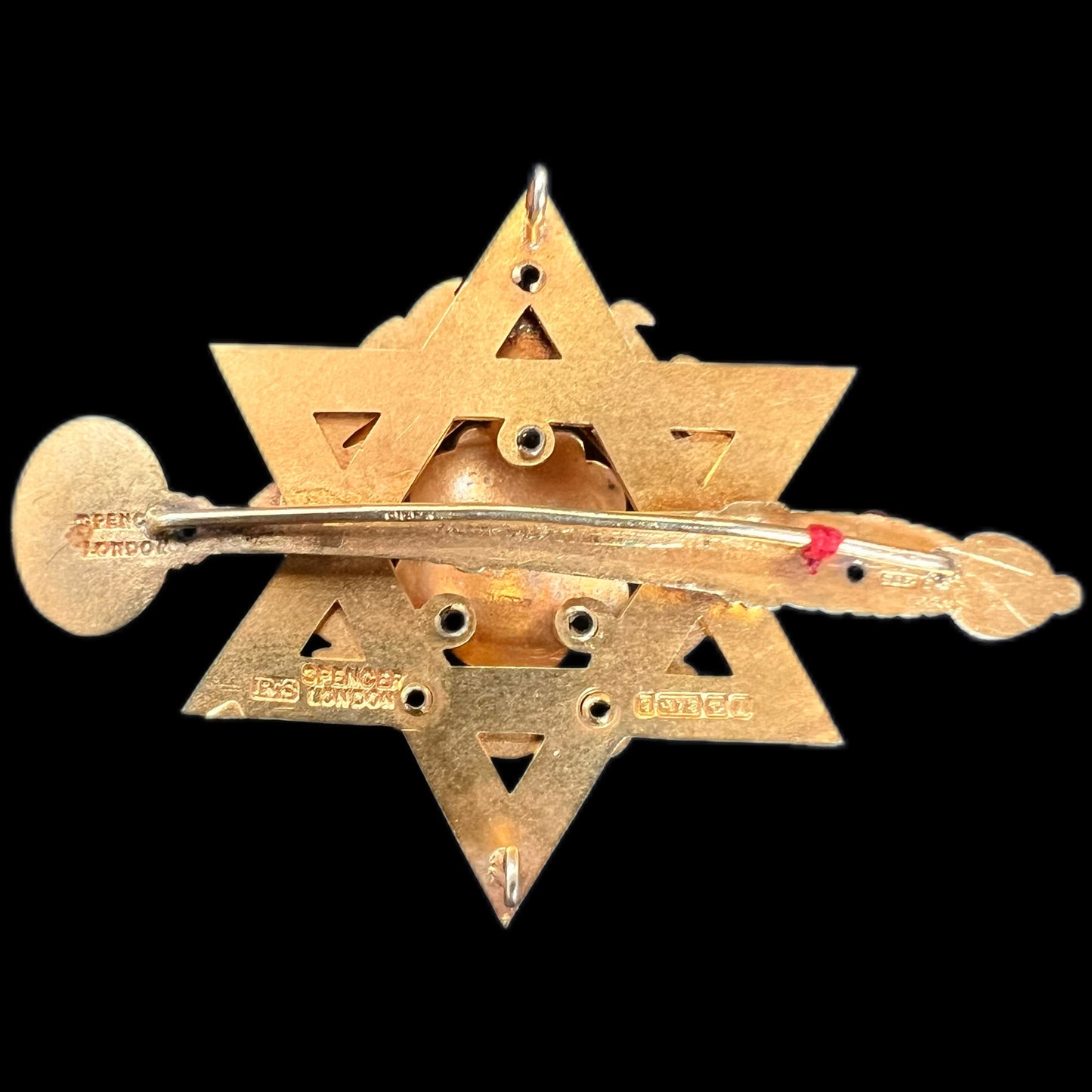 Antique Edwardian 9ct gold and enamel Masonic jewel brooch, Spender & Co
