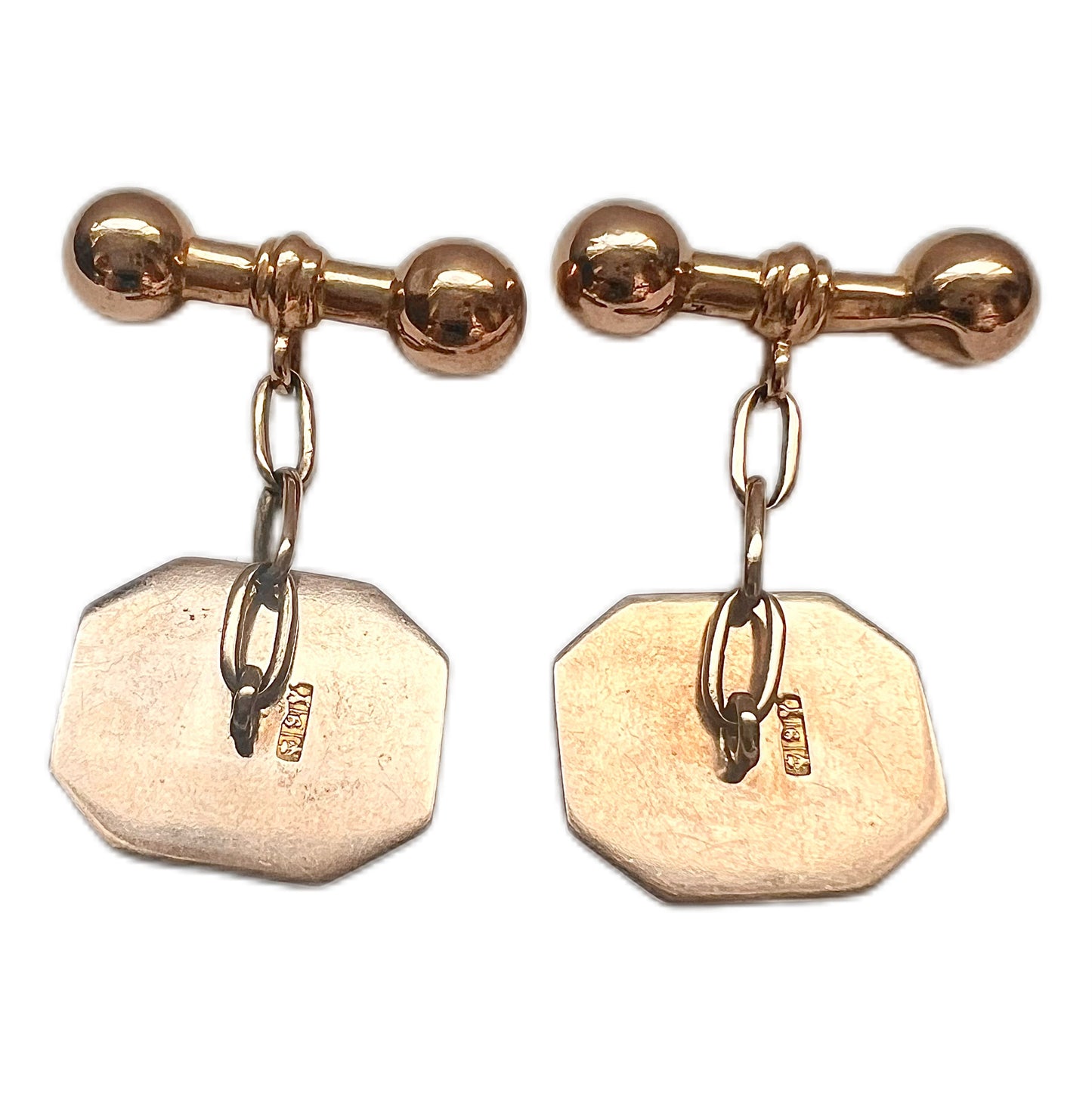 Antique Victorian 9ct gold hexagonal cufflinks