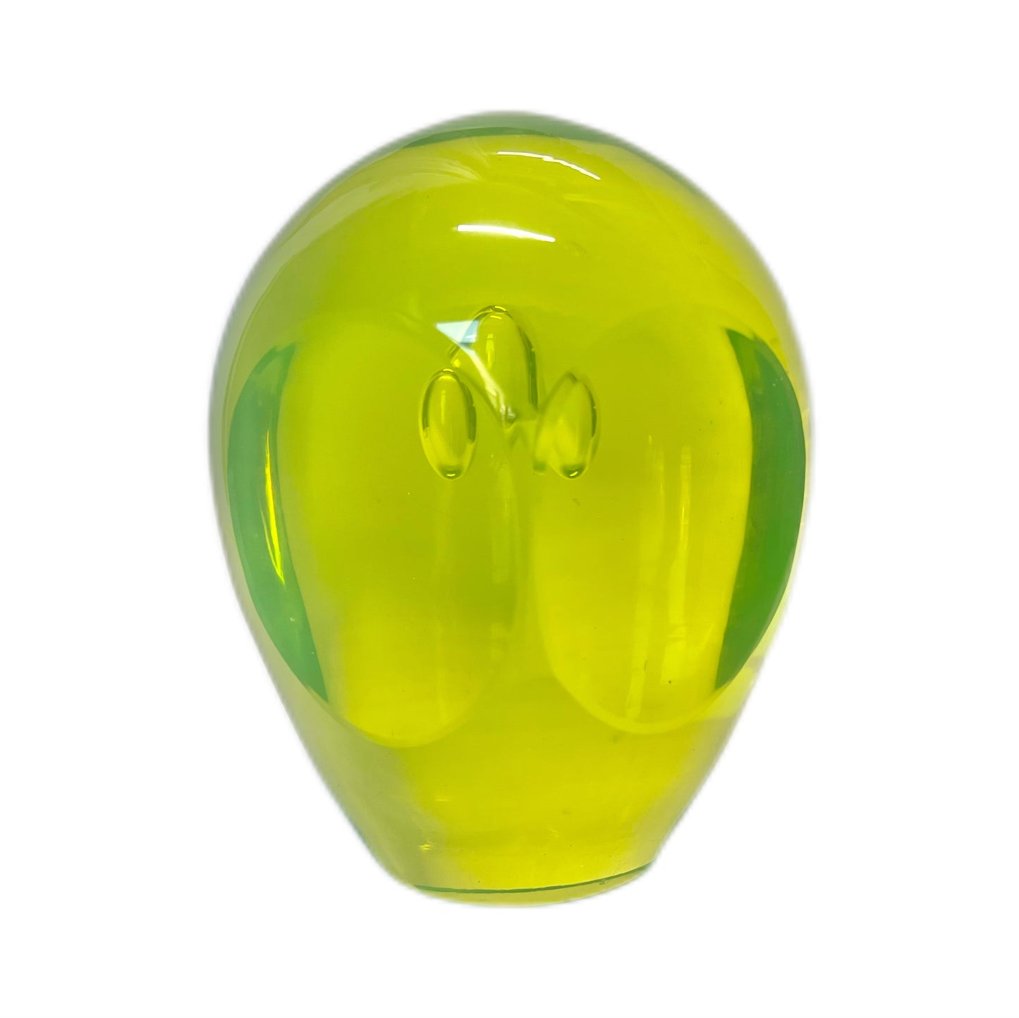 Vintage midcentury hand-blown uranium glass owl paperweight