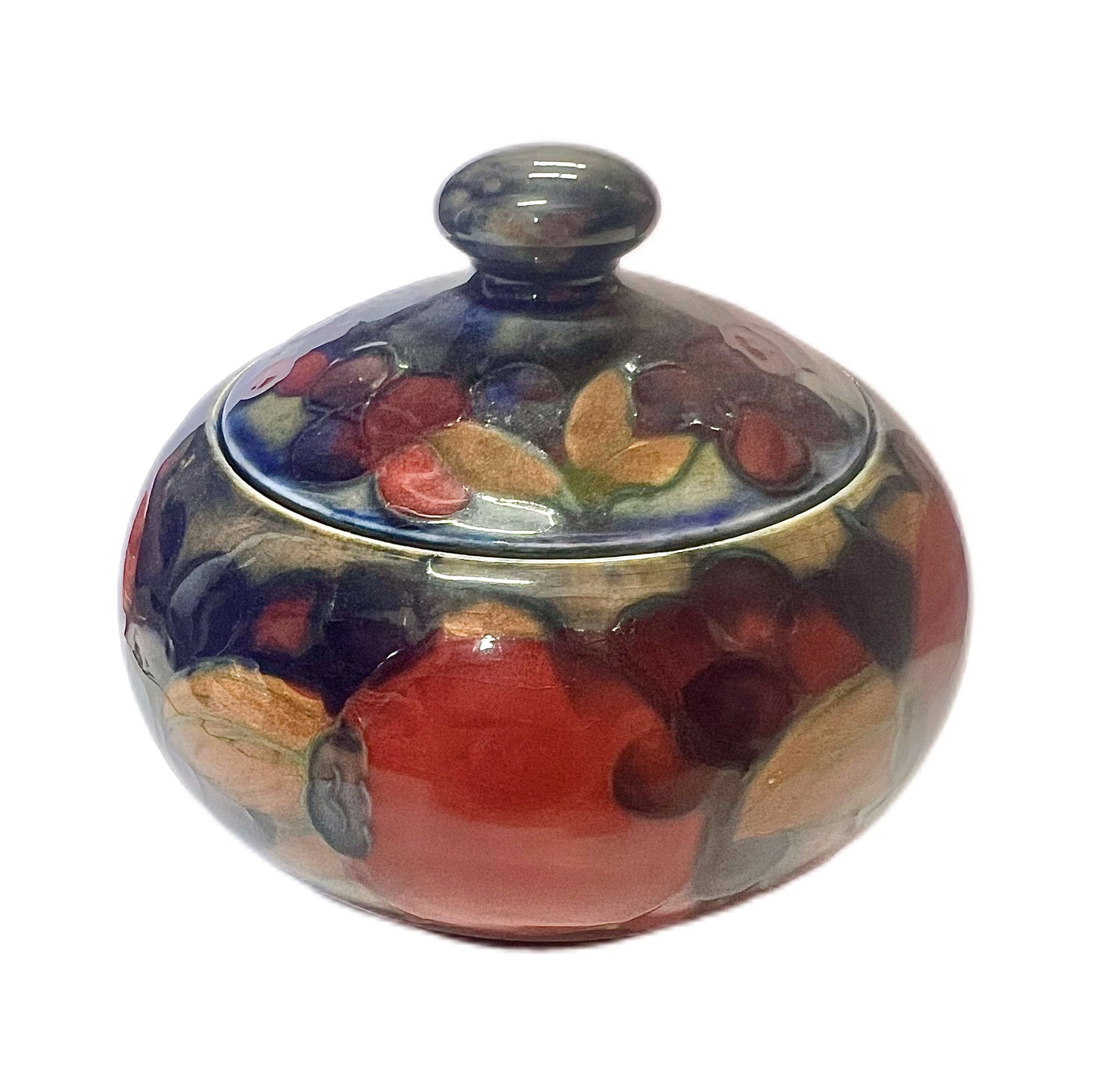 Antique William Moorcroft Fruit & Berry pattern lidded bowl