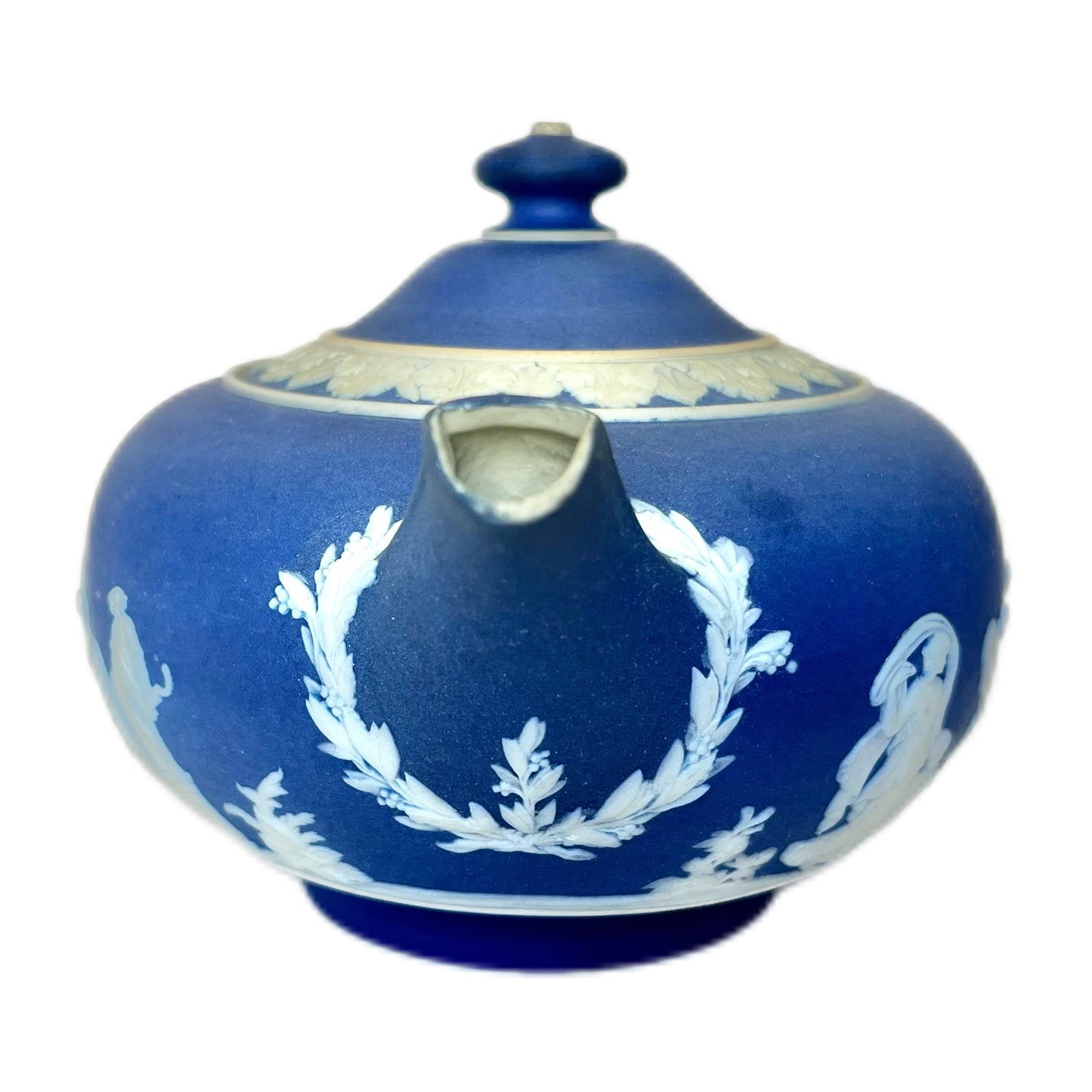 Antique late 19th century Wedgwood cobalt jasperware teapot