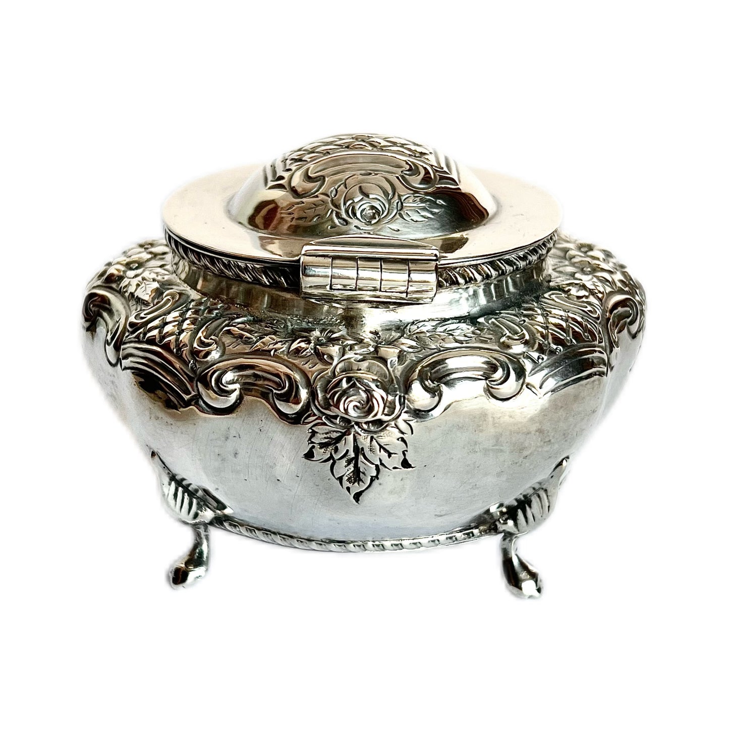 Late Victorian sterling silver jewellery casket