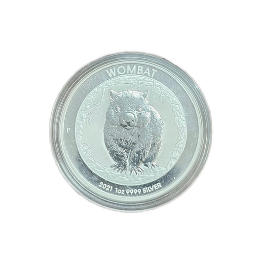 2021 1oz silver Wombat bullion coin, issued by the Perth Mint in Australia.
