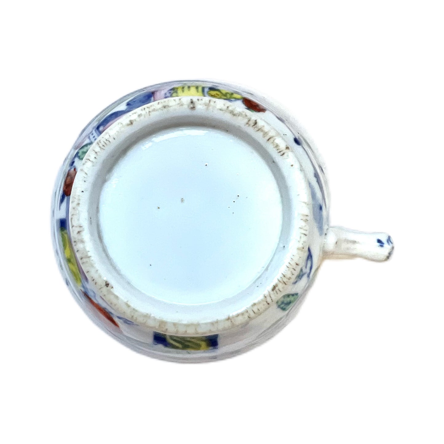 Late Georgian polychrome transfer teacup with a lovely oriental scene