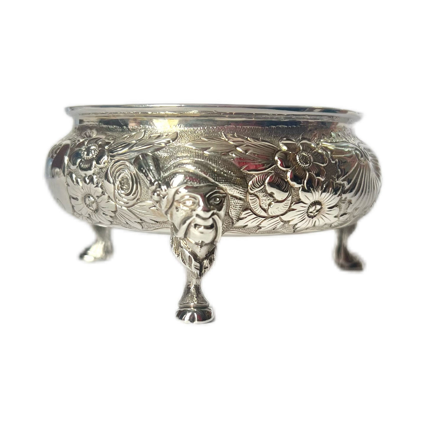 Unusual and rare High Victorian sterling silver master salt, John Evans II