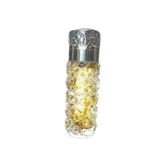 Antique Edwardian sterling silver and cut glass miniature scent bottle