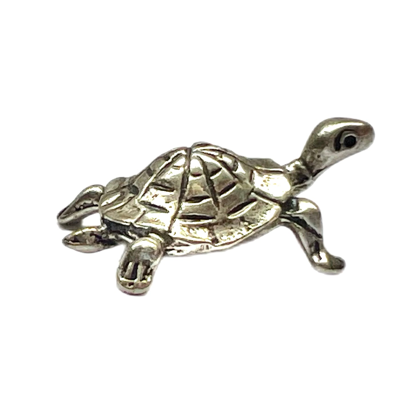 Vintage miniature novelty figural silver turtle figurine