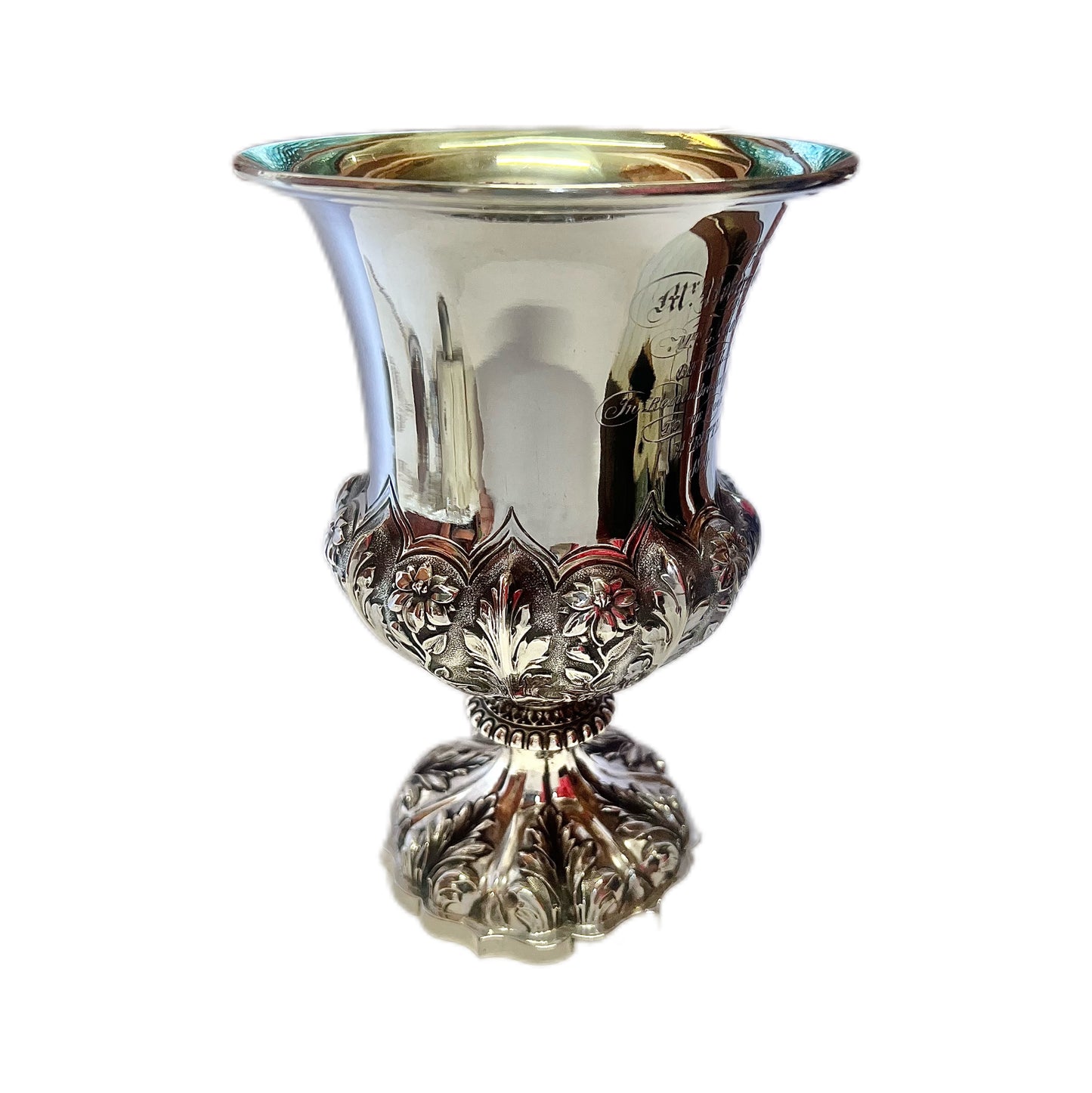 Important antique William IV sterling silver Barnard Brothers presentation cup from Mrs. Pierre Cesar Labouchere