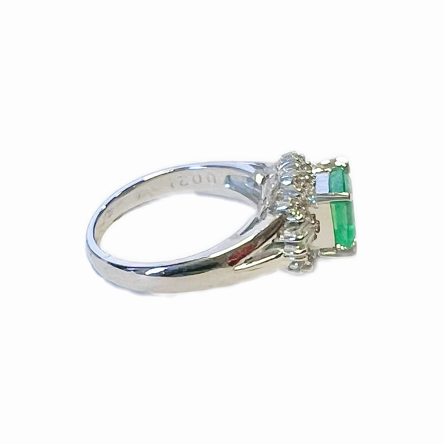 Vintage emerald, diamond and platinum ring over 2carats total gemstone weight