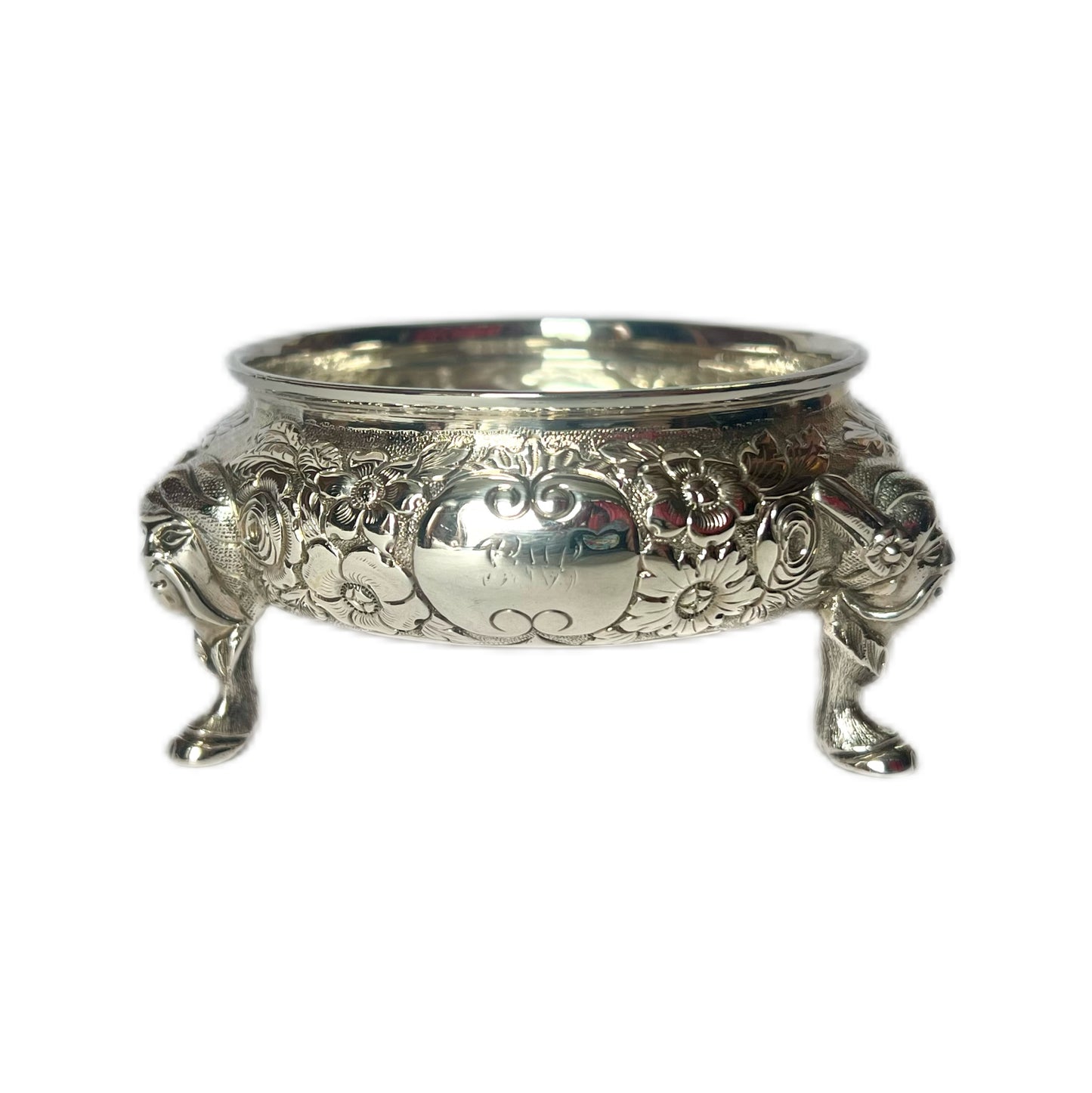 Unusual and rare High Victorian sterling silver master salt, John Evans II