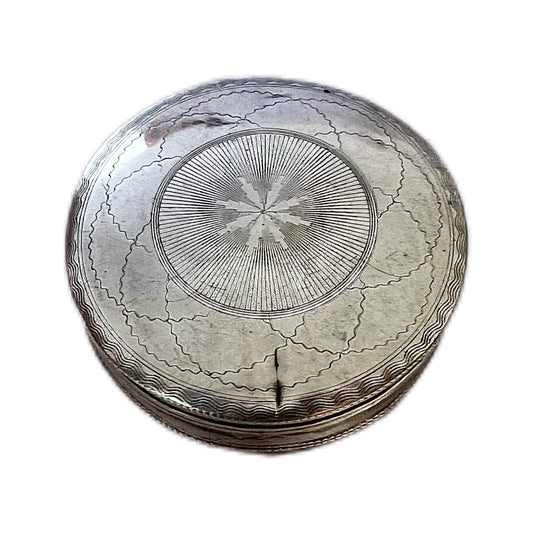 Antique .833 Dutch silver engraved snuff or pill box