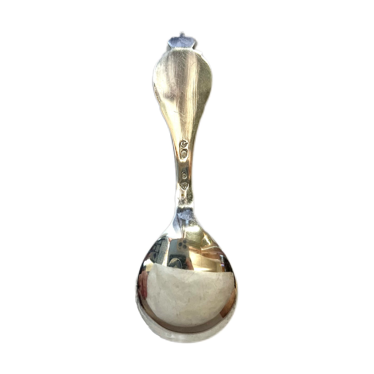 Vintage Danish King Christian X Silver Jubilee teaspoon, .830 silver and enamel