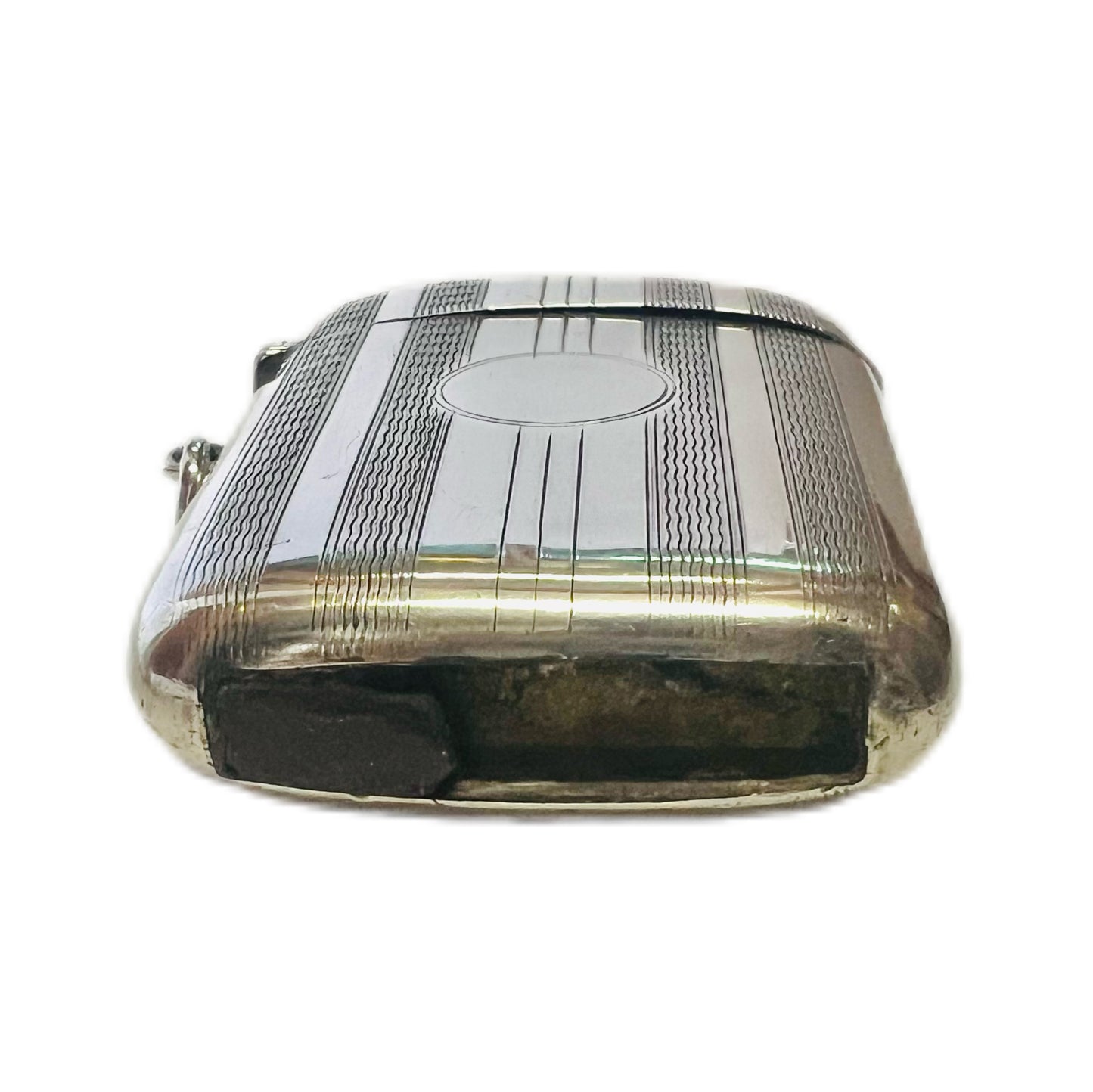 罕见的 1920 年代“Strikeesi”乔治五世纯银火柴盒，附原装卡片