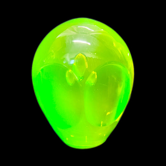 Vintage midcentury hand-blown uranium glass owl paperweight