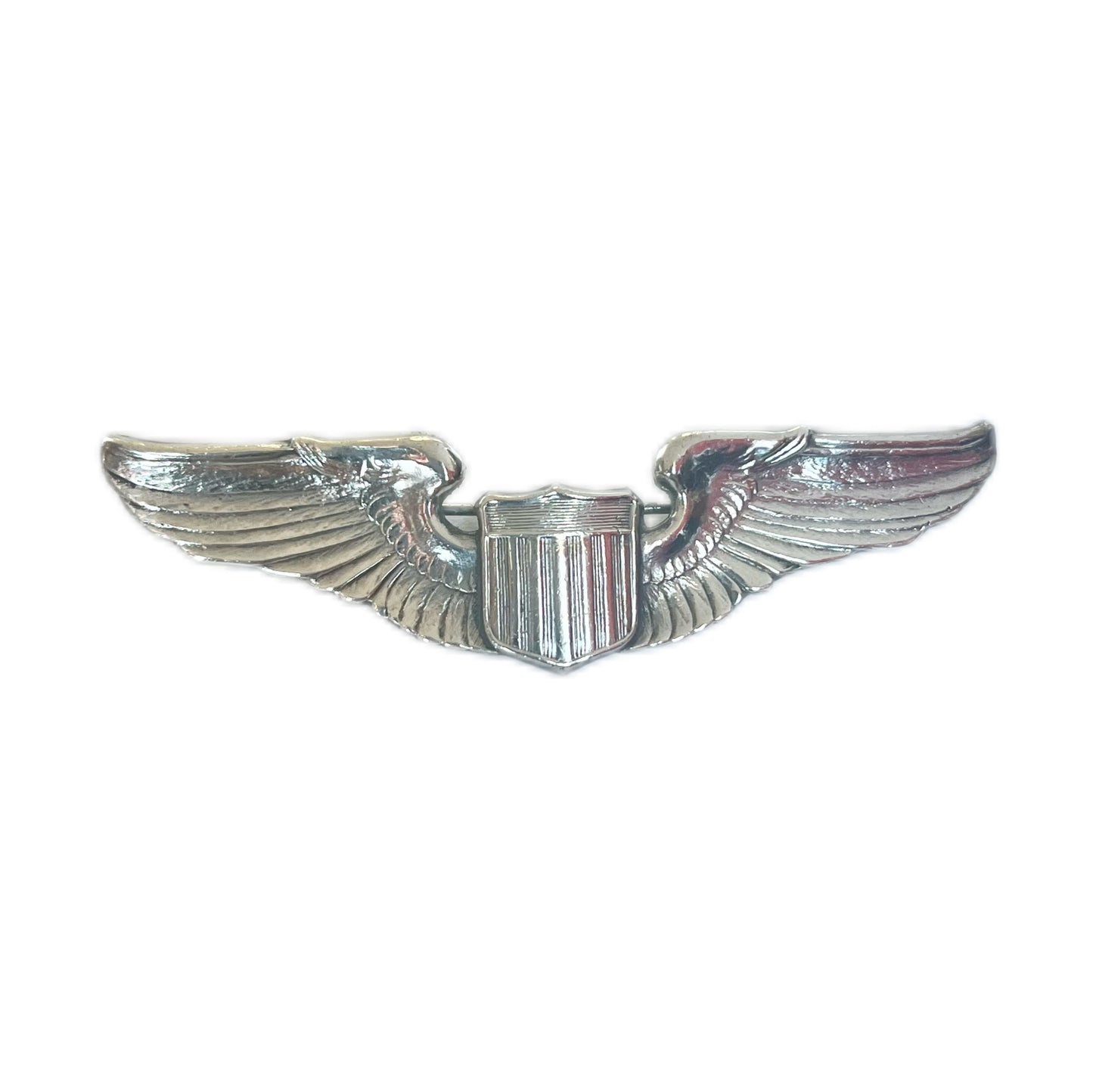 Vintage US WWII USAAF Pilot Wings sterling silver brooch, AE Co.