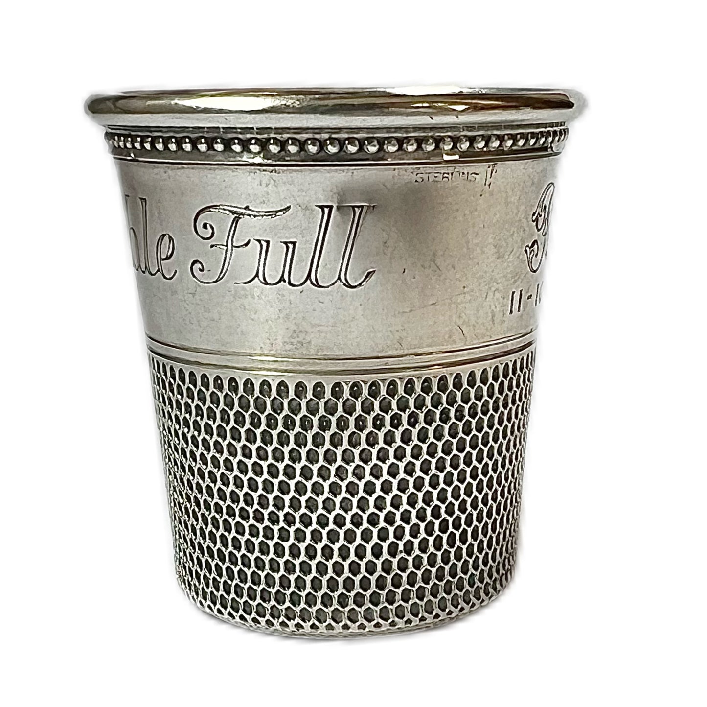 Midcentury sterling silver American Thimble-full novelty liquor jigger